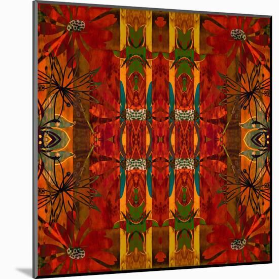 Art Nouveau Geometric Ornamental Vintage Pattern in Orange, Green and Red Colors-Irina QQQ-Mounted Art Print