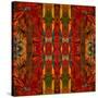 Art Nouveau Geometric Ornamental Vintage Pattern in Orange, Green and Red Colors-Irina QQQ-Stretched Canvas