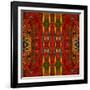 Art Nouveau Geometric Ornamental Vintage Pattern in Orange, Green and Red Colors-Irina QQQ-Framed Art Print