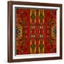 Art Nouveau Geometric Ornamental Vintage Pattern in Orange, Green and Red Colors-Irina QQQ-Framed Art Print