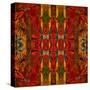 Art Nouveau Geometric Ornamental Vintage Pattern in Orange, Green and Red Colors-Irina QQQ-Stretched Canvas