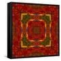 Art Nouveau Geometric Ornamental Vintage Pattern in Orange, Green and Red Colors-Irina QQQ-Framed Stretched Canvas