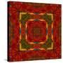 Art Nouveau Geometric Ornamental Vintage Pattern in Orange, Green and Red Colors-Irina QQQ-Stretched Canvas