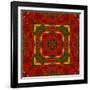 Art Nouveau Geometric Ornamental Vintage Pattern in Orange, Green and Red Colors-Irina QQQ-Framed Art Print