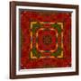 Art Nouveau Geometric Ornamental Vintage Pattern in Orange, Green and Red Colors-Irina QQQ-Framed Art Print