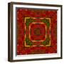 Art Nouveau Geometric Ornamental Vintage Pattern in Orange, Green and Red Colors-Irina QQQ-Framed Art Print