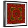 Art Nouveau Geometric Ornamental Vintage Pattern in Orange, Green and Red Colors-Irina QQQ-Framed Art Print