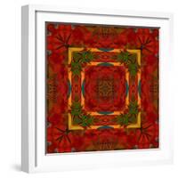 Art Nouveau Geometric Ornamental Vintage Pattern in Orange, Green and Red Colors-Irina QQQ-Framed Art Print