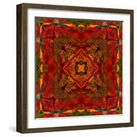 Art Nouveau Geometric Ornamental Vintage Pattern in Orange, Green and Red Colors-Irina QQQ-Framed Art Print