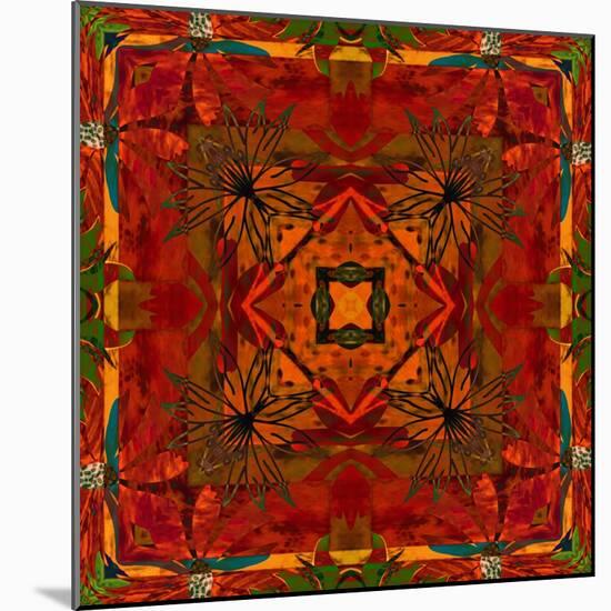 Art Nouveau Geometric Ornamental Vintage Pattern in Orange, Green and Red Colors-Irina QQQ-Mounted Art Print