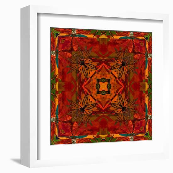 Art Nouveau Geometric Ornamental Vintage Pattern in Orange, Green and Red Colors-Irina QQQ-Framed Art Print