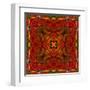 Art Nouveau Geometric Ornamental Vintage Pattern in Orange, Green and Red Colors-Irina QQQ-Framed Art Print