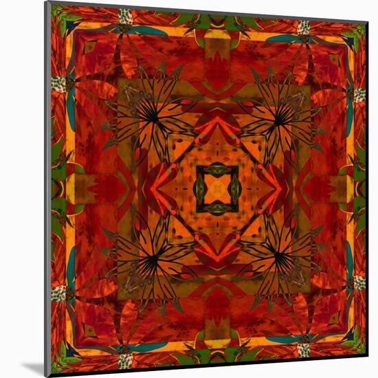 Art Nouveau Geometric Ornamental Vintage Pattern in Orange, Green and Red Colors-Irina QQQ-Mounted Art Print