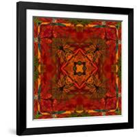 Art Nouveau Geometric Ornamental Vintage Pattern in Orange, Green and Red Colors-Irina QQQ-Framed Art Print