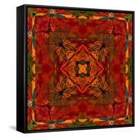 Art Nouveau Geometric Ornamental Vintage Pattern in Orange, Green and Red Colors-Irina QQQ-Framed Stretched Canvas