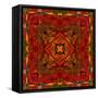 Art Nouveau Geometric Ornamental Vintage Pattern in Orange, Green and Red Colors-Irina QQQ-Framed Stretched Canvas