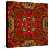 Art Nouveau Geometric Ornamental Vintage Pattern in Orange, Green and Red Colors-Irina QQQ-Stretched Canvas