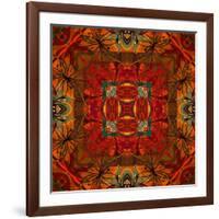 Art Nouveau Geometric Ornamental Vintage Pattern in Orange, Green and Red Colors-Irina QQQ-Framed Art Print