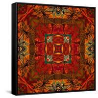 Art Nouveau Geometric Ornamental Vintage Pattern in Orange, Green and Red Colors-Irina QQQ-Framed Stretched Canvas