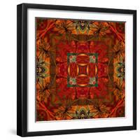 Art Nouveau Geometric Ornamental Vintage Pattern in Orange, Green and Red Colors-Irina QQQ-Framed Art Print