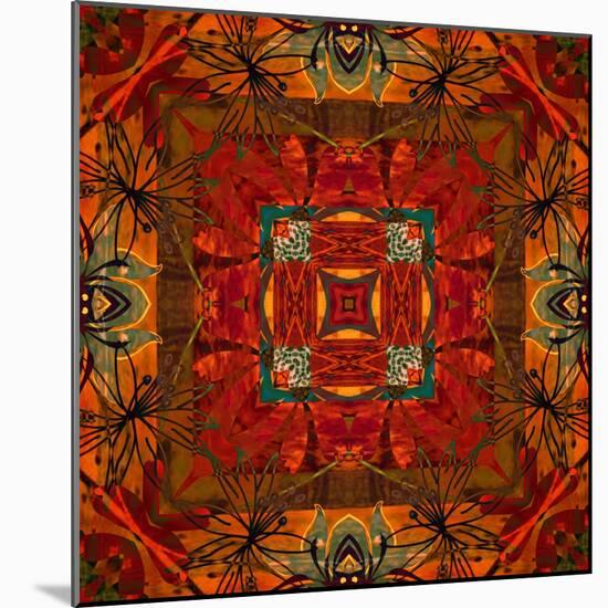 Art Nouveau Geometric Ornamental Vintage Pattern in Orange, Green and Red Colors-Irina QQQ-Mounted Art Print