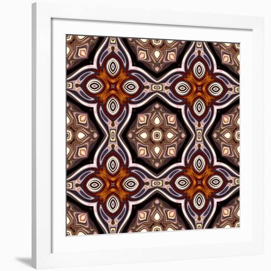 Art Nouveau Geometric Ornamental Vintage Pattern in Violet-Irina QQQ-Framed Art Print