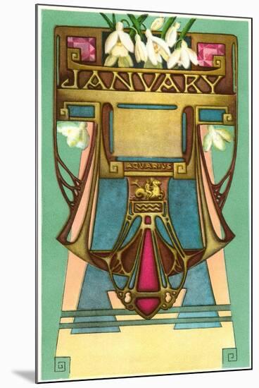 Art Nouveau January, Aquarius-null-Mounted Art Print