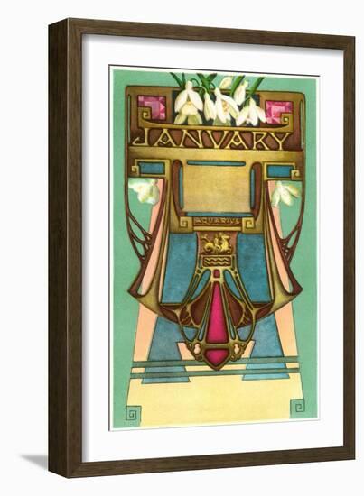 Art Nouveau January, Aquarius-null-Framed Art Print