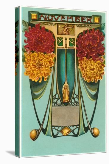 Art Nouveau November, Sagittarius-Found Image Press-Stretched Canvas