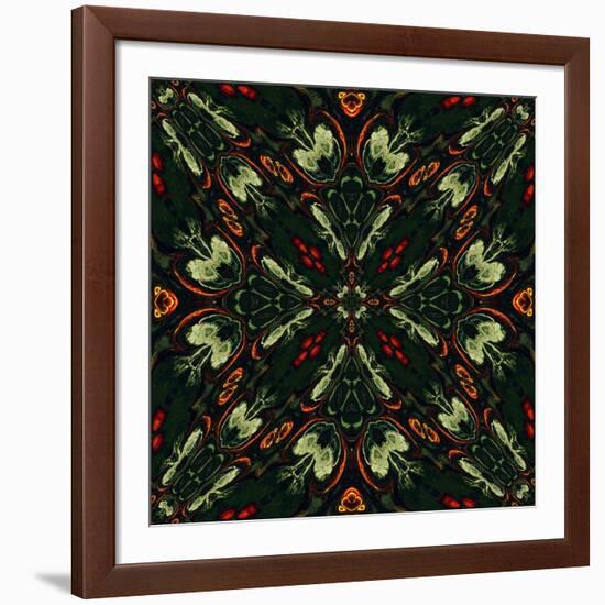 Art Nouveau Ornamental Vintage Pattern in Green and Red Colors-Irina QQQ-Framed Art Print