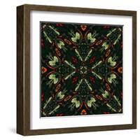 Art Nouveau Ornamental Vintage Pattern in Green and Red Colors-Irina QQQ-Framed Art Print