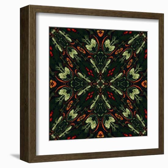 Art Nouveau Ornamental Vintage Pattern in Green and Red Colors-Irina QQQ-Framed Art Print