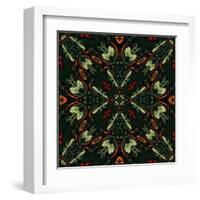 Art Nouveau Ornamental Vintage Pattern in Green and Red Colors-Irina QQQ-Framed Art Print