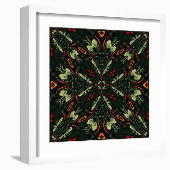 Art Nouveau Ornamental Vintage Pattern in Green and Red Colors-Irina QQQ-Framed Art Print