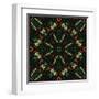 Art Nouveau Ornamental Vintage Pattern in Green and Red Colors-Irina QQQ-Framed Art Print