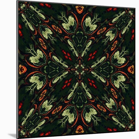 Art Nouveau Ornamental Vintage Pattern in Green and Red Colors-Irina QQQ-Mounted Art Print