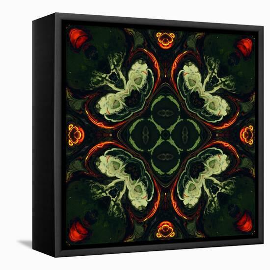 Art Nouveau Ornamental Vintage Pattern in Green and Red Colors-Irina QQQ-Framed Stretched Canvas