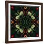 Art Nouveau Ornamental Vintage Pattern in Green and Red Colors-Irina QQQ-Framed Art Print