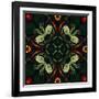 Art Nouveau Ornamental Vintage Pattern in Green and Red Colors-Irina QQQ-Framed Art Print