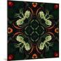 Art Nouveau Ornamental Vintage Pattern in Green and Red Colors-Irina QQQ-Mounted Art Print