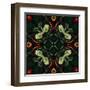 Art Nouveau Ornamental Vintage Pattern in Green and Red Colors-Irina QQQ-Framed Art Print