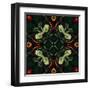 Art Nouveau Ornamental Vintage Pattern in Green and Red Colors-Irina QQQ-Framed Art Print