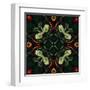 Art Nouveau Ornamental Vintage Pattern in Green and Red Colors-Irina QQQ-Framed Art Print