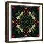 Art Nouveau Ornamental Vintage Pattern in Green and Red Colors-Irina QQQ-Framed Art Print