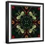 Art Nouveau Ornamental Vintage Pattern in Green and Red Colors-Irina QQQ-Framed Art Print