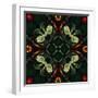 Art Nouveau Ornamental Vintage Pattern in Green and Red Colors-Irina QQQ-Framed Art Print