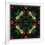 Art Nouveau Ornamental Vintage Pattern in Green and Red Colors-Irina QQQ-Framed Art Print