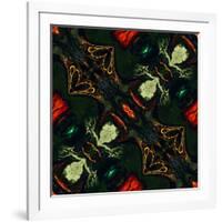 Art Nouveau Ornamental Vintage Pattern in Green and Red Colors-Irina QQQ-Framed Art Print