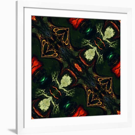 Art Nouveau Ornamental Vintage Pattern in Green and Red Colors-Irina QQQ-Framed Art Print