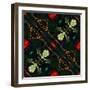 Art Nouveau Ornamental Vintage Pattern in Green and Red Colors-Irina QQQ-Framed Art Print